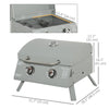 2 Burner Propane Gas Grill, Portable Tabletop BBQ with Foldable Legs, Lid, for Camping, Picnic, Silver