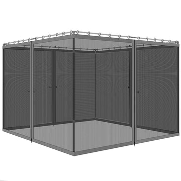 Replacement Mosquito Netting for Gazebo 13' x 13' Black Screen Walls for Canopy with Zippers, Dark Grey