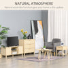 Narrow Nightstand with Rattan Elements, Bedside Table with Drawer and Storage Shelf for Bedroom, Natural