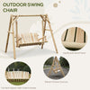 Freestanding 6.5' Wooden Loveseat Traditional Farmhouse Style Log Swing Natural Wood