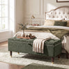 Storage Ottoman Bench, Linen-Look Upholstered Seat, 264 LBS Capacity, End of Bed Bench, Green