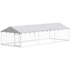 19.7' x 7.5' x 4.9' Outdoor Dog Kennel Heavy Duty Galvanized Steel Chain Link with UV-resistant Roof, Silver
