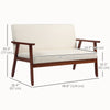Compact Loveseat Sofa Couch Linen Fabric Double Seat Sofa with Rubber Wood Legs