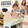Kids Grocery Store Playset, Wooden Play Store with Play Food, Cash Register, Chalkboard, 44 Accessories for Ages 3-6