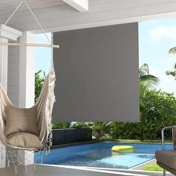 6' x 6' Patio Door Blinds, Outdoor Roller Shades, Cordless Roll Up Shade for Porch Gazebo, Light Grey