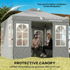 9.6 x 9.6 ft Pop Up Canopy Tent with 4 Sidewalls, UPF 50+ 1-Button Push Easy Setup Outdoor Instant Canopy, Light Grey