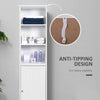 Tall Bathroom Storage Cabinet, Freestanding Tower Cabinet with Adjustable Shelf, 3 Open Shelves, White
