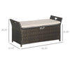 2-In-1 Outdoor PE Rattan Storage Bench, 29 Gallon Patio Wicker Furniture, Basket Box with Handles and Cushion Cream