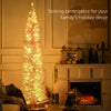 7' Pre Lit Artificial Pencil Christmas Trees, Xmas Tree with Realistic Branches and Warm White LED Lights, Pink