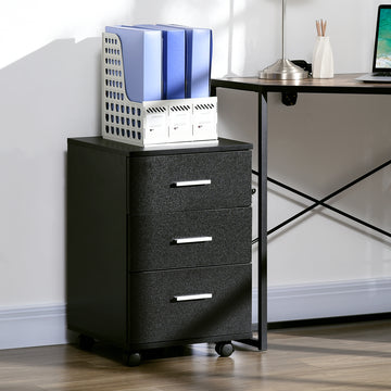 Mobile Filing Cabinet with Wheels, 3 Drawer File Cabinet with Lock and Keys for Home Office, Black