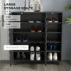 Shoe Cabinet, 21 Pair Shoe Storage Cabinet Organizer with 5-tier Double Door Cupboard and 5-tier Open Shelves, Black