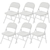 Set of 6 Metal Foldable Chairs, PU Leather Padded Folding Chairs with Cushion Seat and Open Back for Indoor, White