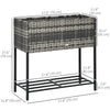 Rattan Raised Garden Boxes, Elevated Flower Beds with Storage Shelf for Herbs, Flowers, Vegetables, Mixed Grey