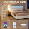 Queen Size Bed Frame with Charging Station, LED Lights, Adjustable Headboard, Upholstered Platform Bed Frame White