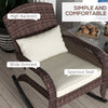 Adirondack Chair, Outdoor Wicker Rocking Chair with High Back, Seat Cushion and Pillow for Porch, Balcony, Cream/Brown