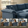 Sectional Sofa, L Shaped Sofa with Deep Seat, Movable Ottoman and Pillow-top Armrests, Blue