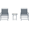 3 Pieces Outdoor Bistro Set, Folding Patio Table and Chairs with Tempered Glass Tabletop for Garden, Deck & Backyard