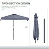 7.5ft Half Umbrella Semi Patio Parasol with Crank Handle, Top Vent for Garden, Balcony- NO BASE INCLUDED, Grey