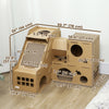 Multi-Level Cardboard Cat House, Corrugated Cardboard Play Condo with Scratching Pads for Indoor Kittens