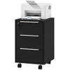 3 Drawer File Cabinet with Wheels, Vertical Filing Cabinet with Lock, Grey