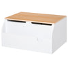 Wooden Kids Toy Box with Lid, Children Storage Organizer with Safety Hinge, Toy Trunk Chest, White