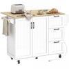 Kitchen Island with Drop Leaf, Rolling Kitchen Cart with Power Outlet, Cabinet, 3 Drawers, Spice Rack, Towel Bar