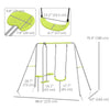 Swing Set for Kids, Heavy Duty A-Frame Metal Swing Frame with Glider, Swing Seat, Ground Stakes for Backyard, Green