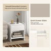 Nightstand Set of 2, Modern Bedside Table with Rounded Corners, Nightstand with Drawer and Open Shelf, Distressed White