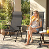 Folding Patio Chairs Set of 2, 5-Position Outdoor Lounge Chairs with High Back, Retractable Footrest