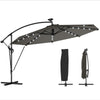 11.3 ft Cantilever Patio Umbrella with Light, Cover, Aluminium UPF50+ Offset Outdoor Umbrella Parasol, Dark Grey