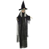 6' Life Size Black Witch Outdoor Halloween Decoration, Halloween Prop w/ Light Up Eyes