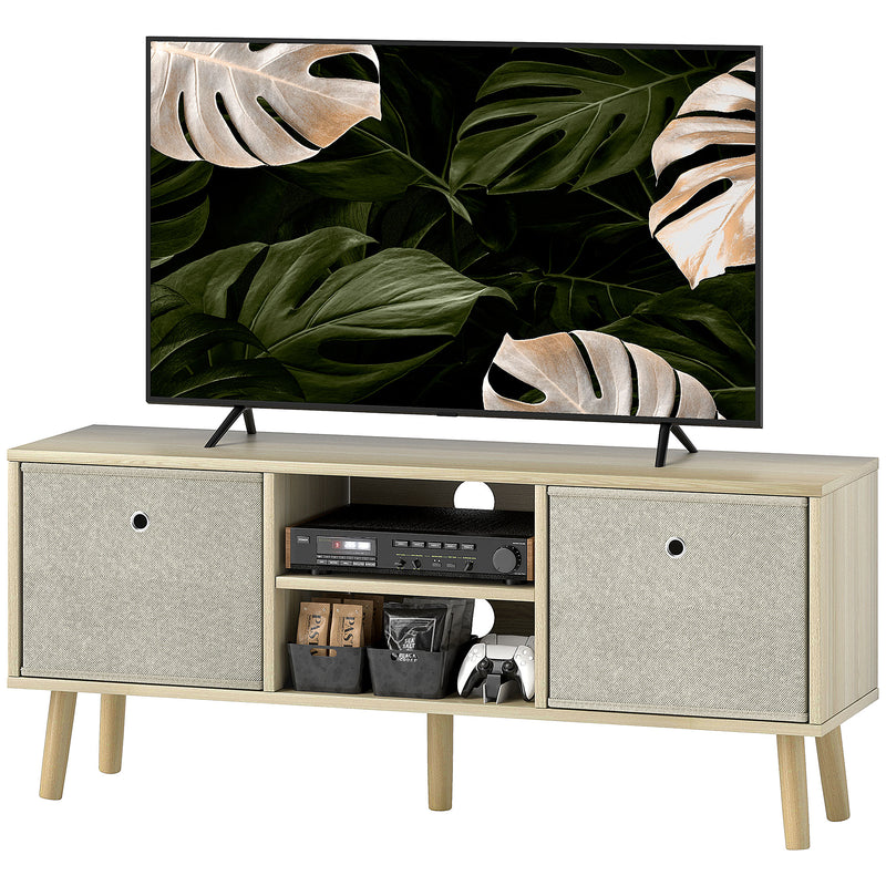 Meuble TV moderne avec tiroirs pliables et étagères, pour salon et chambre à coucher, blanc