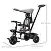Qaba Tricycle for Toddler 4 in 1 Kids Trike with Reversible Adjustable Seat, Baby Push Bike with Removable Handle, Flat Canopy, Belt Storage Brake Clutch for 1-5 Years, Grey