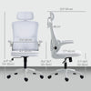 High Back Office Chair, Mesh Computer Chair with Rotatable Headrest, Lumbar Back Support, Adjustable Height, Cream White
