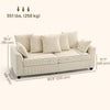 Corduroy Couch, 3 Seater Sofa, Modern Upholstered Couch with Curved Armrests and 8 Removable Pillows