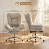 Criss Cross Chair with Wheels, Waterfall Armrests, Overstuffed Wide Office Chair with Footrest, Light Grey