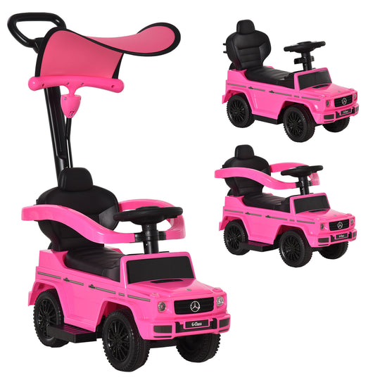 Mercedes-Benz G350 Licensed Push Car, 3-in-1 Toddler Sliding Car with Horn, Steering, Foot Rest, Seat Storage, Pink