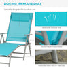 Outdoor Folding Chaise Lounge Chair Recliner with Portable Design, Adjustable Backrest, Cushion and Headrest, Blue