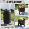 3-in-1 Vertical Charcoal Smoker with 2 Grill Grates, Built-in Thermometer, Adjustable Vent, 2 Doors