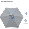 Patio Sun Umbrella, Outdoor Parasol with 6 Ribs, Light Grey