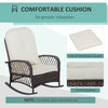 Rattan Rocking Chair, Outdoor Wicker Patio Rocker Chair Furniture with Thick Cushions, for Garden Backyard Porch, Cream White