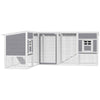 Chicken Coop with Run, L-Shaped Wooden Chicken House with 2 Houses, Outdoor Hen House with Waterproof Roof and Ramps