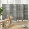 6 Ft Tall Folding Room Divider, 8 Panel Portable Privacy Screen, Hand-Woven Partition Wall Divider, Mixed Grey