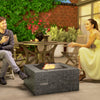 Fire Pit with Fire Poker, Wood Burning Firepit for Outside with Mesh Lid, Magnesium Oxide Stone Texture, Charcoal Grey