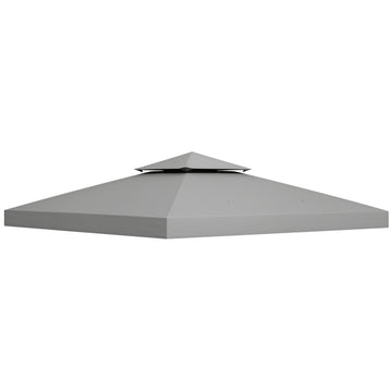 9.8' x 9.8' Square 2-Tier Gazebo Canopy Replacement Top Cover Outdoor Garden Sun Shade, Light Grey