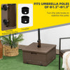 3-in-1 Outdoor Umbrella Base with Wheels, Side Table, Planter Box, 175lbs Heavy Duty Patio Umbrella Stand, Brown