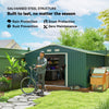 11' x 13'Garden Storage Shed w/ Foundation Kit Metal Tool Storage House w/ Double Doors, Green