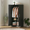 Wardrobe Cabinet with Hanging Rod, Anti-Tipping and 2 Barn Doors, Farmhouse Wardrobe Closet for Bedroom