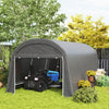 10' x 20' Portable Shed, Motorcycle Bike Tent with Roll-up Door, Galvanised Steel Frame for Garden Tools, Dark Grey