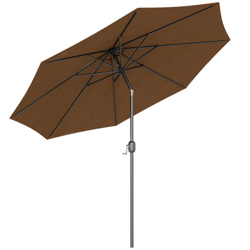 10' x 8' Round Market Umbrella, Patio Umbrella with Crank Handle and Tilt, Outdoor Parasol for Garden, Bench, Lawn, Coffee